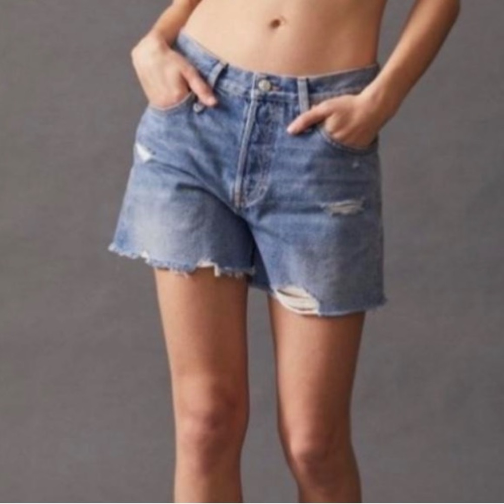 FREE PEOPLE Makai Cut Off Shorts Distressed Hi Rise jean shorts 26 / 2